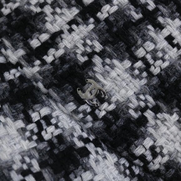 CHANEL COCO Mark Hat Wool S White Black CC Auth am4943 main image 5